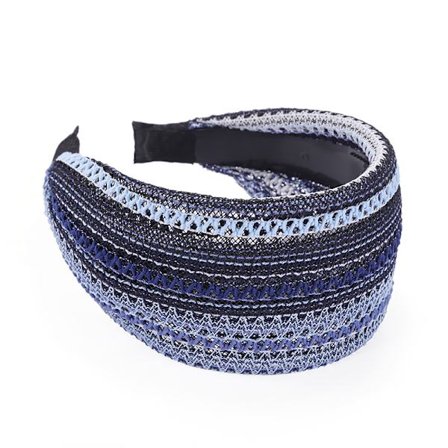 1 stk. Boho Hårbånd, Skridsikre Brede Hårbånd til Kvinder, Tandmode Hårbånd Hårtilbehør til Kvinder Piger (Blå)