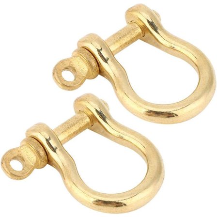 2 stk. spennejusterbar klipslås, 10 mm sjakkel D-armbånd i ren messing