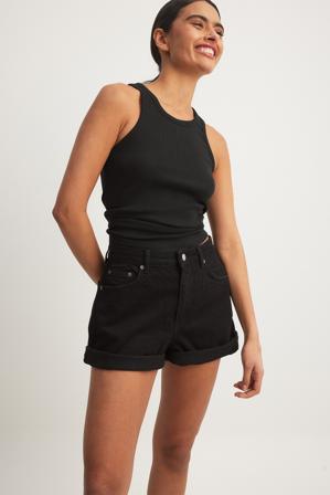 NA-KD Short en jean à pliage droit - Denim - Noir - EU 42