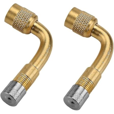2-pakks Universal Dekkventilforlengelse, 90 Grader Dekk Schrader Ventilforlengelse Messingadapter Kompatibel For Personbiler, Barnevogn, Sykler, Mo