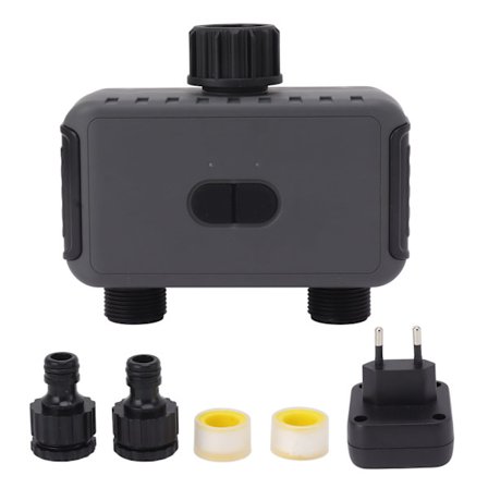 Smart vanningstimer 2 uttak WiFi sprinklerslangtimer med APP-kontroll Timing Vanningsmodus Slangvanningstimer 100‐240V EU-kontakt