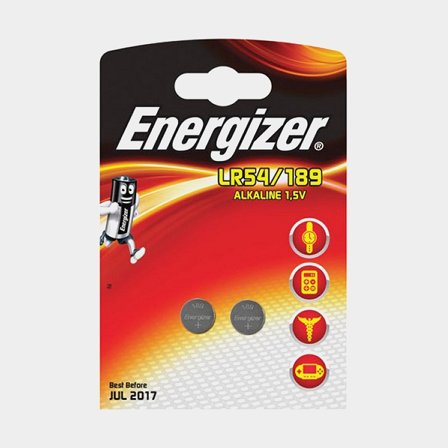 LR54-batterier / knappcellsbatterier Energizer Alkaline, 1.5 V, alkalisk (LR), 2-pack