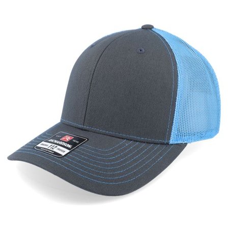 Richardson - Grå trucker Keps - 112 Split Charcoal/Columbia Blue Trucker @ Hatstore