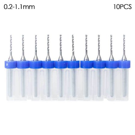 10stk Solid Tungsten Carbide Drill Bits 0,2-1,1MM