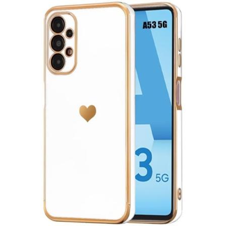 Cover til Samsung Galaxy A53 5G hjertemønster anti-ridse blød TPU luksus - hvid Vit