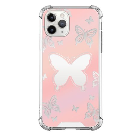 Pink Spejl Telefon Cover til iPhone 11/12 Butterfly Spejl (1 Stk)