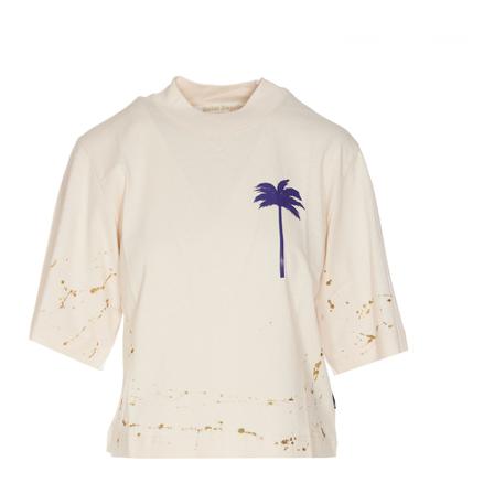 Palm Angels, T-Shirts Beige, Dames, Maat:S
