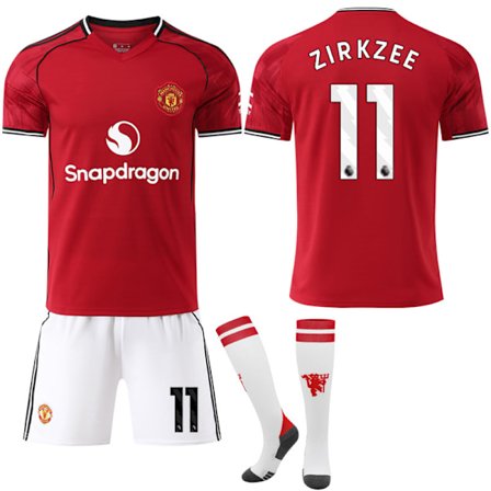 25-26 Manchester United F.C. Hemma NO.11 ZIRKZEE Tröjor Set Barn Vuxen Fotbollsutrustning med Strumpor