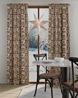 Julegardin Hedemora med trykk dompapmotiv 2-pk Hvit