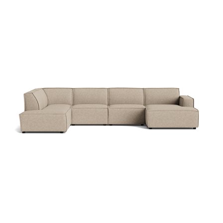 Lyon U-Form Sofa, rechts, Aragon Grau/Beige, modernes Design, großzügige Wohnlandschaft für maximalen Komfort, hochwertige Polsterung, 80cm.