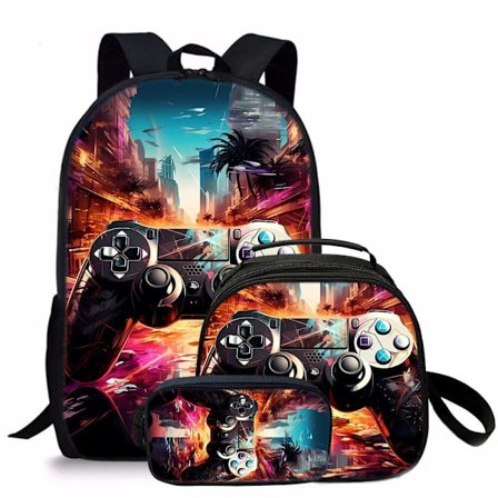 Studentryggsäck 3-delars Lättviktig Vattentät Barnryggsäck Lunchväska Pennfodral (Typ 13)