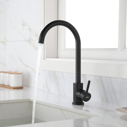 Black Kitchen Tap High Swivel Top 360° Stainless Steel Kitchen Faucet