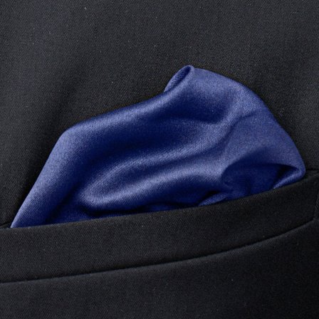 Shiny Navy Simple Pocket Square for Men - Solid Colour Pocket Squares
