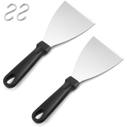 2 kappaleen ritiläsarja, ruostumattomasta teräksestä valmistettu grilliritilä mustalla muovikahvalla grilliin, hampurilaiseen, pihviin, keittiöön, 