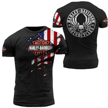T-skjorte kompatibel med HarleyDavidson motorsykkel, herre, sommer, avslappet, kortarmet C XL