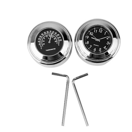 7/8'-1' Motorcykelstyr Monterings Ur og Termometer Temperaturmåler til Harley til Honda Yamaha Vandtæt[HK]