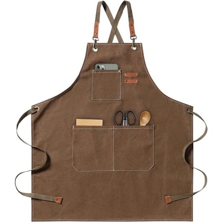 Grillforkle, med justerbar kryssrem, kjøkkenforkle med 3 lommer, forkle for kvinner, menn, mesterkokk for hagearbeid, restaurant, grilling, baking, 