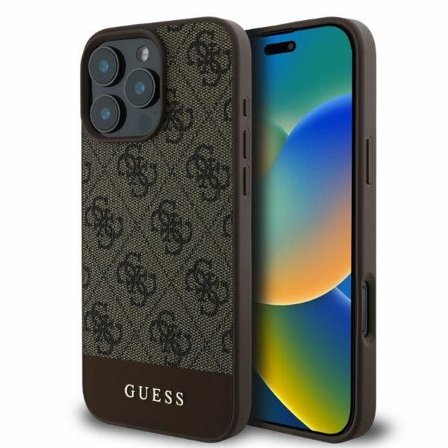 Guess 4G Bottom Stripe Case for iPhone 16 Pro Max - ruskea