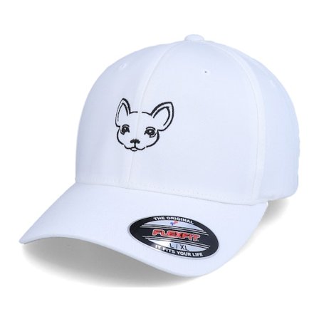 Iconic - Hvid flexfit Kasket - Chihuahua White Flexfit @ Hatstore