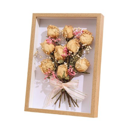 8 tuuman kuivattujen kukkien kelluva kehys - puinen ontto valokuvakehys tee-se-itse-kukkien esittelyyn