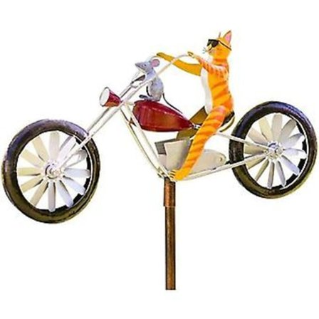 Vindskulpturer - 3D Dyr Vindmølle Vintage Metal Cykel Spinner Have Dekoration Græs Vindmølle til Udendørs Have Græs Dekoration Kat