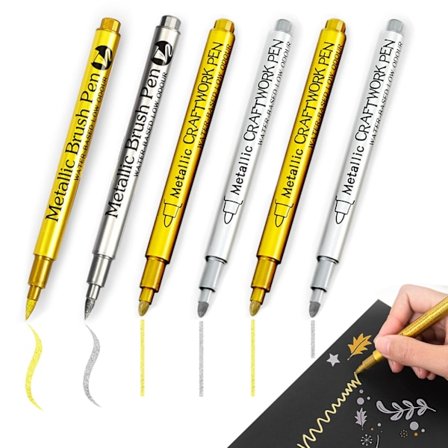 Guld Sølv Penne Metal Markør, 6 Stk Sølv Guld Pen Akryl Maling Makers Penne Tykke & Fine Spids til Håndværk Scrapbooking Rock Maleri