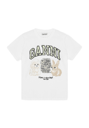GANNI Basic Cotton Jersey Animals Relaxed T-shirt T-shirts Dam Vit L