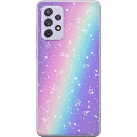 Kompatibel Mobilcover til Samsung Galaxy A52s 5G Rainbow-farvet pastelbaggrund med hvide stjerner og glitrende prikker i blød overgang