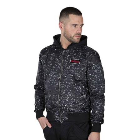 Alpha Industries Nasa Glow REV 116106 Sort, Herre Bomberjakker
