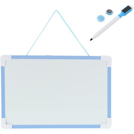 Blå Magnetisk Whiteboard - Lille Dobbeltsidet Tavle med Tusch, Bærbar Hængende Memotavle til Børnetegning, Køleskab & Lo