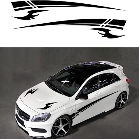 4 STK Racing Striber Bilklistermærke Striber Dørsider Motorhjelm Mærkat