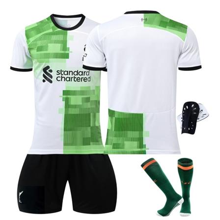 23-24 Liverpoolin vihreä vieraspaita nro 11 Salah 27 Nunez 66 Arnold lasten jalkapallovaatteet No number + socks and gear 22 yards
