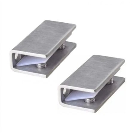 Set med 2 Glasduschdörrsklämmor - Rostfria Fasta Gångjärn - 8-12mm B