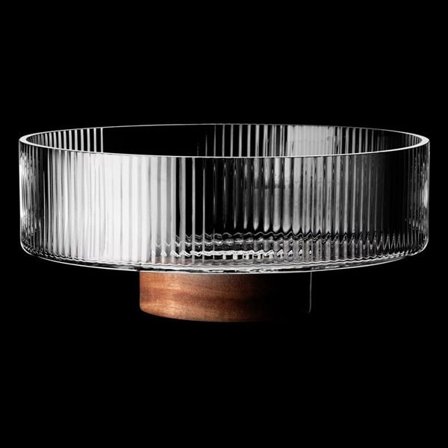 Skål med riflet glas og træbund 3 L, 26 cm