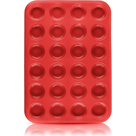 2 stk. - Rød muffinform til 24 stk. non-stick silikone mini muffins, cupcakes