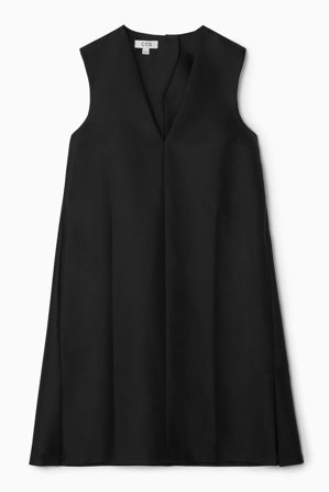 COS Damen Kleid Aus Woll-Mix Mit Knopfdetail - Schwarz