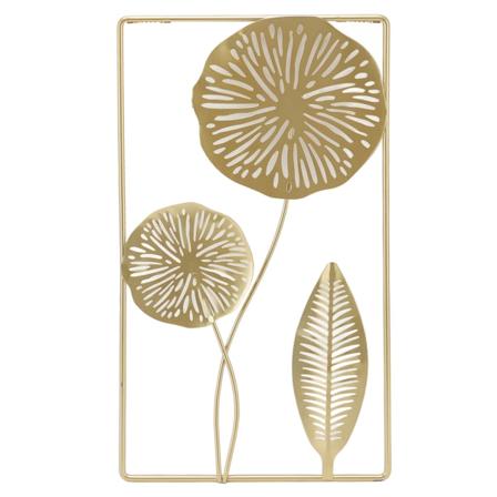Järnhängande väggdekor ihålad rektangulär gyllene blomma hemprydnad för vardagsrum kaffebar