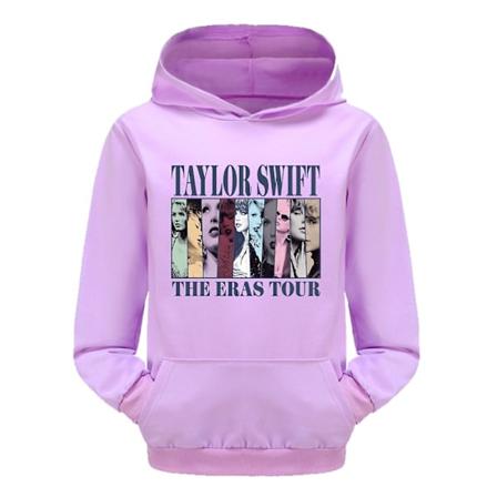 3-16 År Barn Pop Taylor Swift The Eras Tour Trykket Hoodie Jenter Gutter Hoodie Genser Topper Lilla Purple 11-12T 150CM