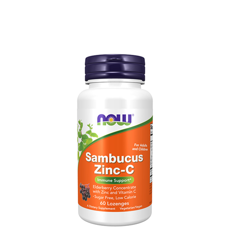 Now Foods Sambucus Zink+C 60 sugetabletter