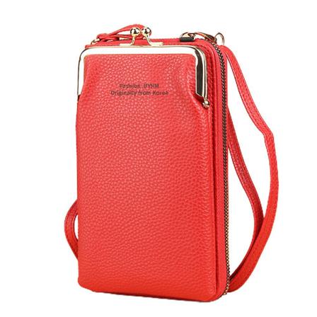 19,5 cm Naisten Retro Crossbody Puhelin-laukku Kukkaro Olka - Pu Nahka Lompakko Pieni Kännykkä Käsilaukku Lahjat Red