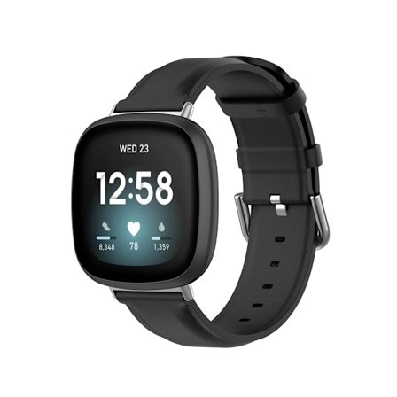 Äkta Läderarmband Fitbit Versa 3/Sense Svart