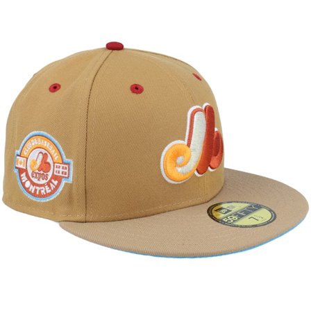 New Era - MLB Beige fitted Czapka Z Daszkiem - Montreal Expos Shoreside Dream 59FIFTY Wheat/Khaki Fitted @ Hatstore