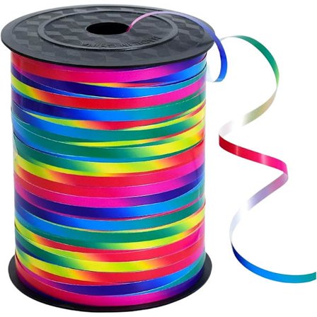 Regnbue krøllebånd 500 meter til balloner, 457 m glansfuldt, plisseret ballonbånd, ballonsnor, party krøllebånd til gaveindpakning, hobby,