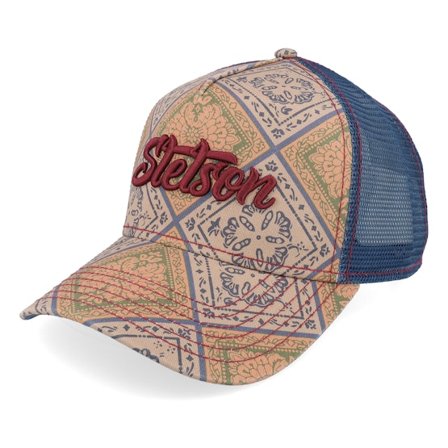 Stetson - Beige trucker Casquette - Vintage Print Blue Vintage Print A-Frame Trucker @ Hatstore