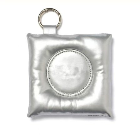 Bærbart PU-læder polstret kompakt spejl - mini firkantet rejse- og lomme-makeup spejl til kvinder Silver