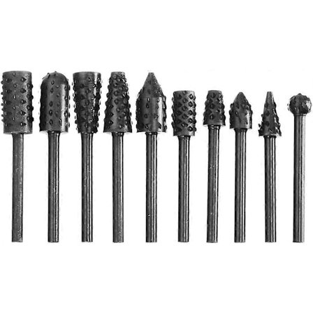 10 stk. 3 mm Mini Rasp Bits Træfil Roterende Fil Bor Bits Udskæringsbor Træbearbejdningsværktøj Sort