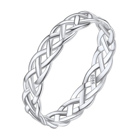 Sterling Silver Robust Celtic Knot/Cuban Link Chain Rings för kvinnor och män Vintage Eternity Band Ring Smycken Storlek 6 Vuxen Kvinna