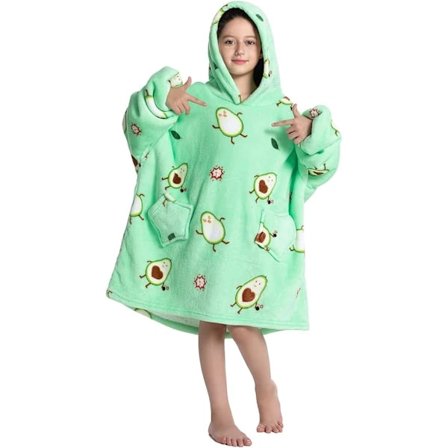 Stor Filtgenser, Jenter Gutter Myk Fleece Bærbar Filt, Sherpa Fluffy Kjempe Hettegenser for Tenåringer