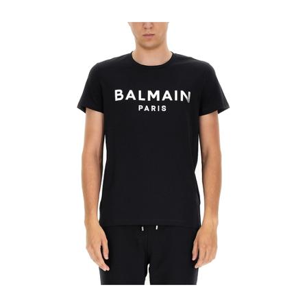 Balmain, Logo Print T-Shirt Czarny, Mężczyzna, Rozmiar: S