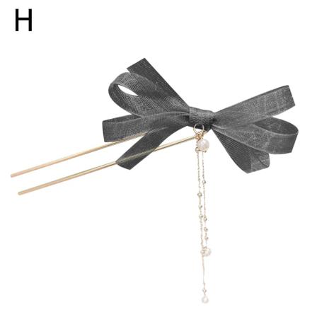 Långa Tofsar Pearl Bow Hårnål Bowknot Hänge Hårklämma U-shap